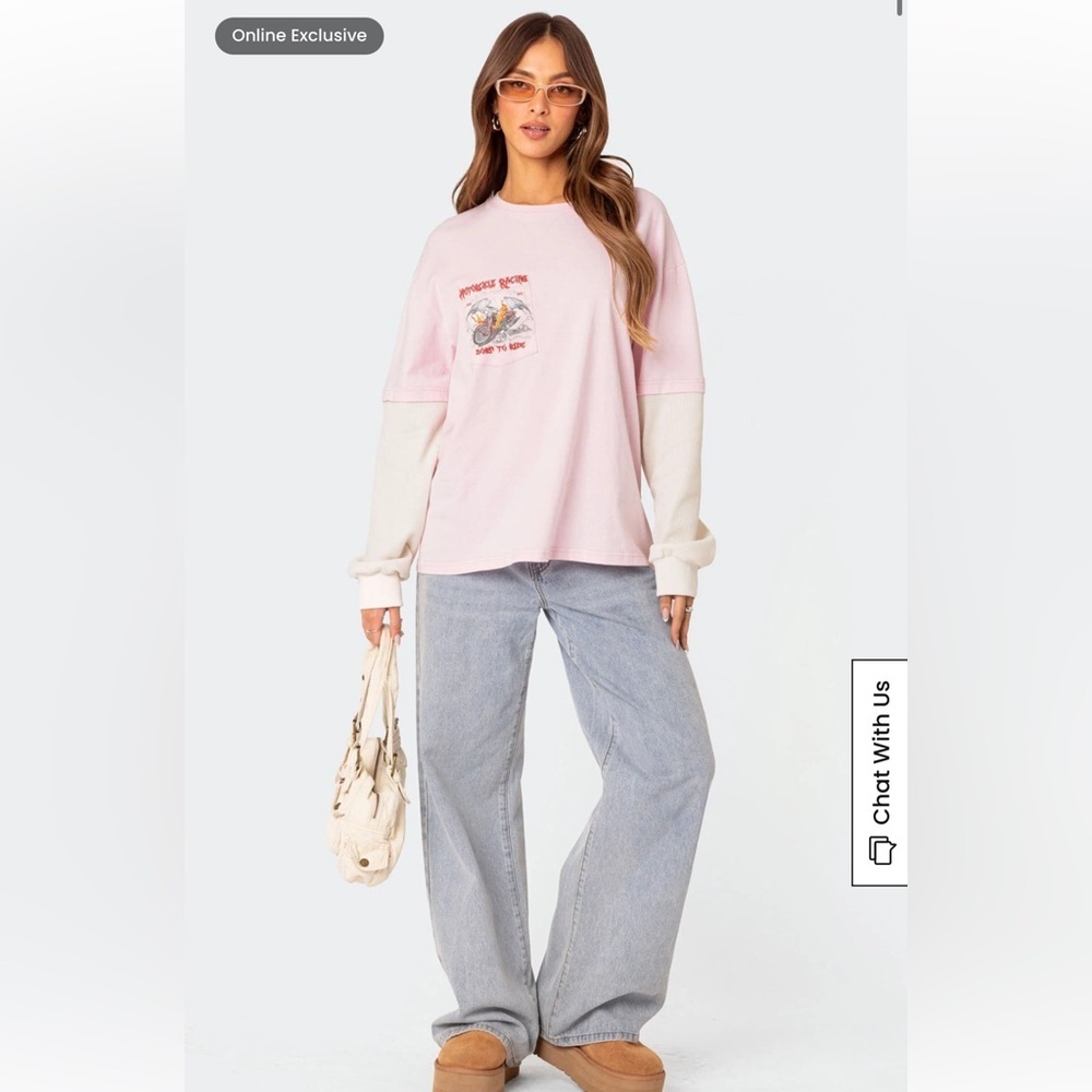 Edikted Racing Oversized Layered T-Shirt 🔥 💖🖤 🏍️ - Picture 3 of 13